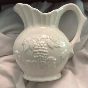 Vintage Small Grapes White Ceramic Made in Japan Mini Water Creamer Pitcher